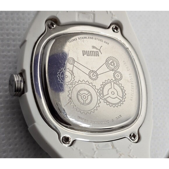 Women\'s Puma Bubble Gum S White Lilia Cat Logo Dial Silicone Band Watch 02